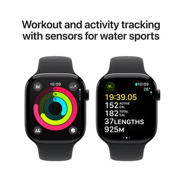 Apple Watch Series 10 GPS+LTE with Sport Band - M/L (46mm Retina LTPO3 OLED Display, Jet Black Aluminium Case)