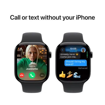 Apple Watch Series 10 GPS+LTE with Sport Band - M/L (46mm Retina LTPO3 OLED Display, Jet Black Aluminium Case)