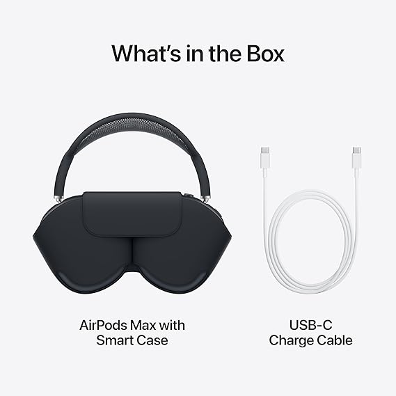 Apple AirPods Max Wireless Over-Ear Headphones, Pro-Level ANC , Transparency Mode, Personalised Spatial Audio, USB-C Charging, Bluetooth Headphones for iPhone